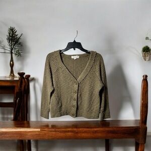 Two‎ by Vince Camuto Women's Long Sleeve Button Up Cardigan Size S Olive Green